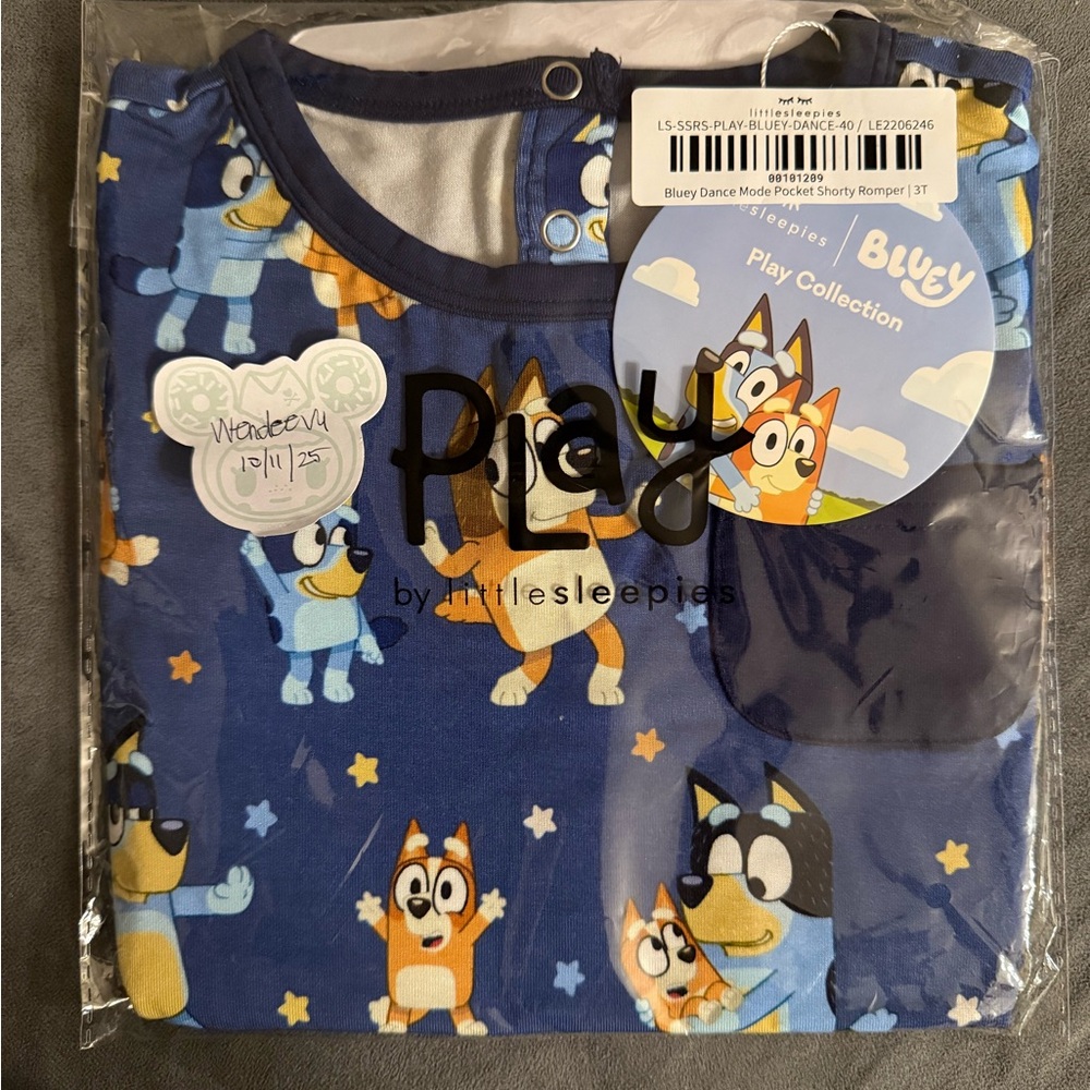 Little Sleepies Bluey Dance Mode Shorty Romper - 3T